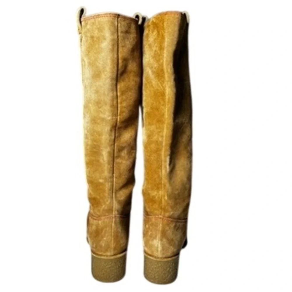 Kate Spade New York Size 10 Suede Collins Campus Knee High‎ Boots Tan Block Heel